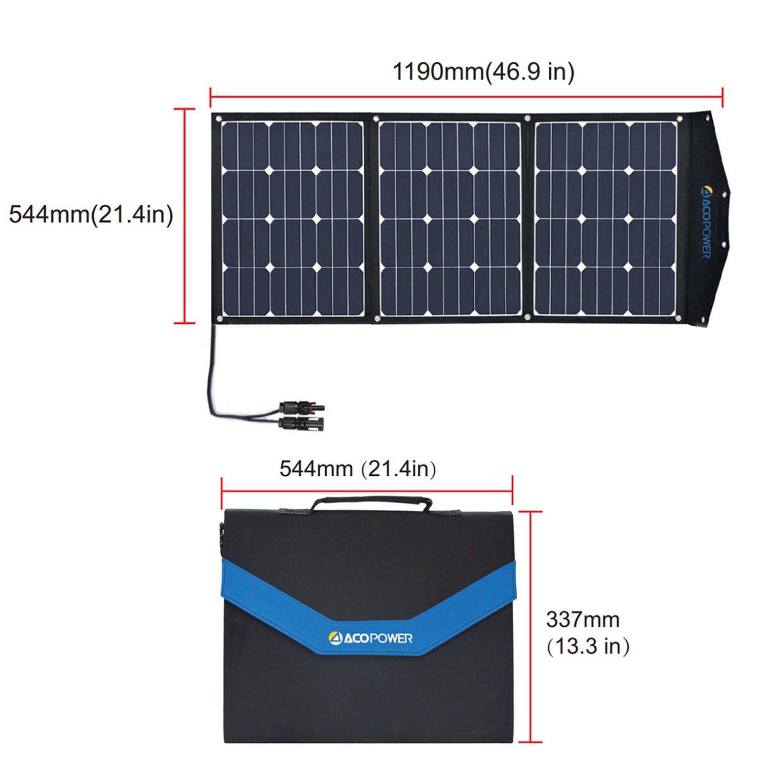 High Efficiency 90W Tri-Fold (3 x 30w) Foldable Solar Panel Kit Suitcase, Foldable - in use