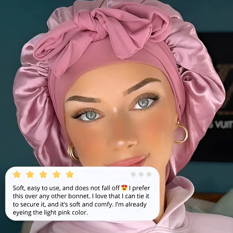 All-Night Silk Bonnet - in use