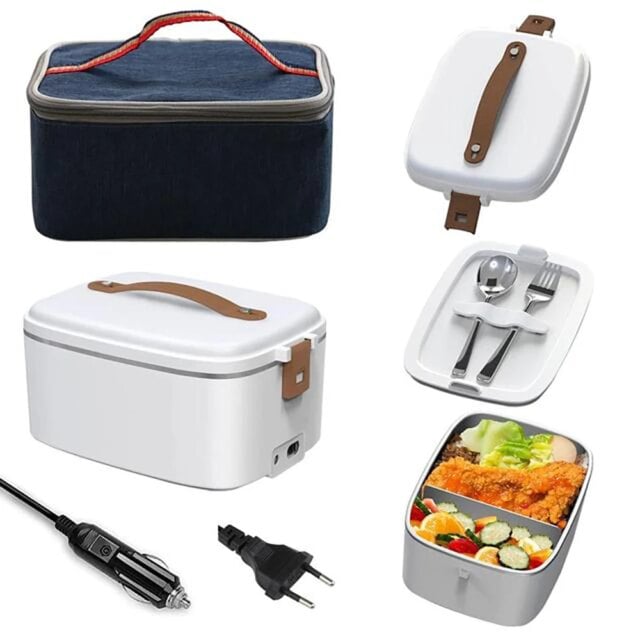 3-in-1 Electric Lunch Box - Portable Heated Food Container for Work, - alternate angle