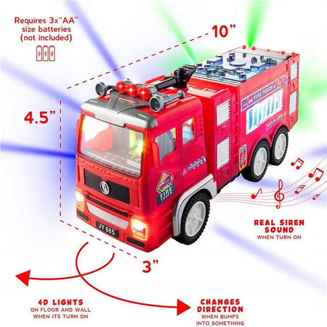 Electric Fire Engine Toy With Lights For Children - alternate angle