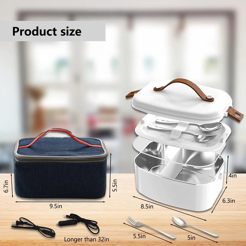 3-in-1 Electric Lunch Box - Portable Heated Food Container for Work, - detail