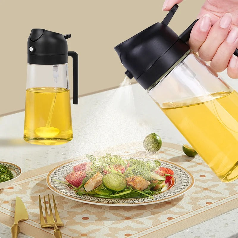 2-in-1 Leak-Proof Oil Sprayer & Pourer Bottle - in use