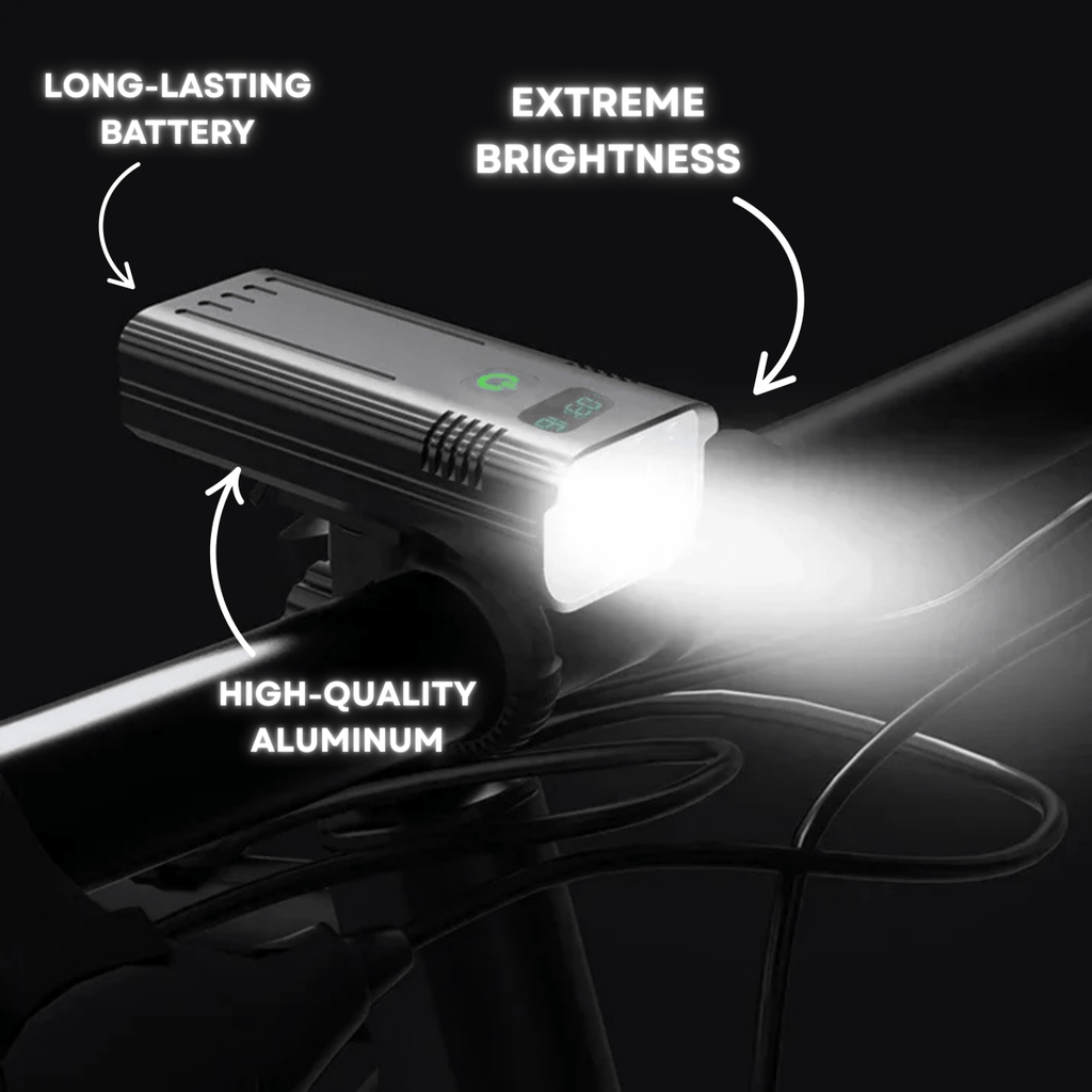 5000 Lumen Bike Headlight with 12 LEDs, 10,000mAh USB-C Rechargeable - detail