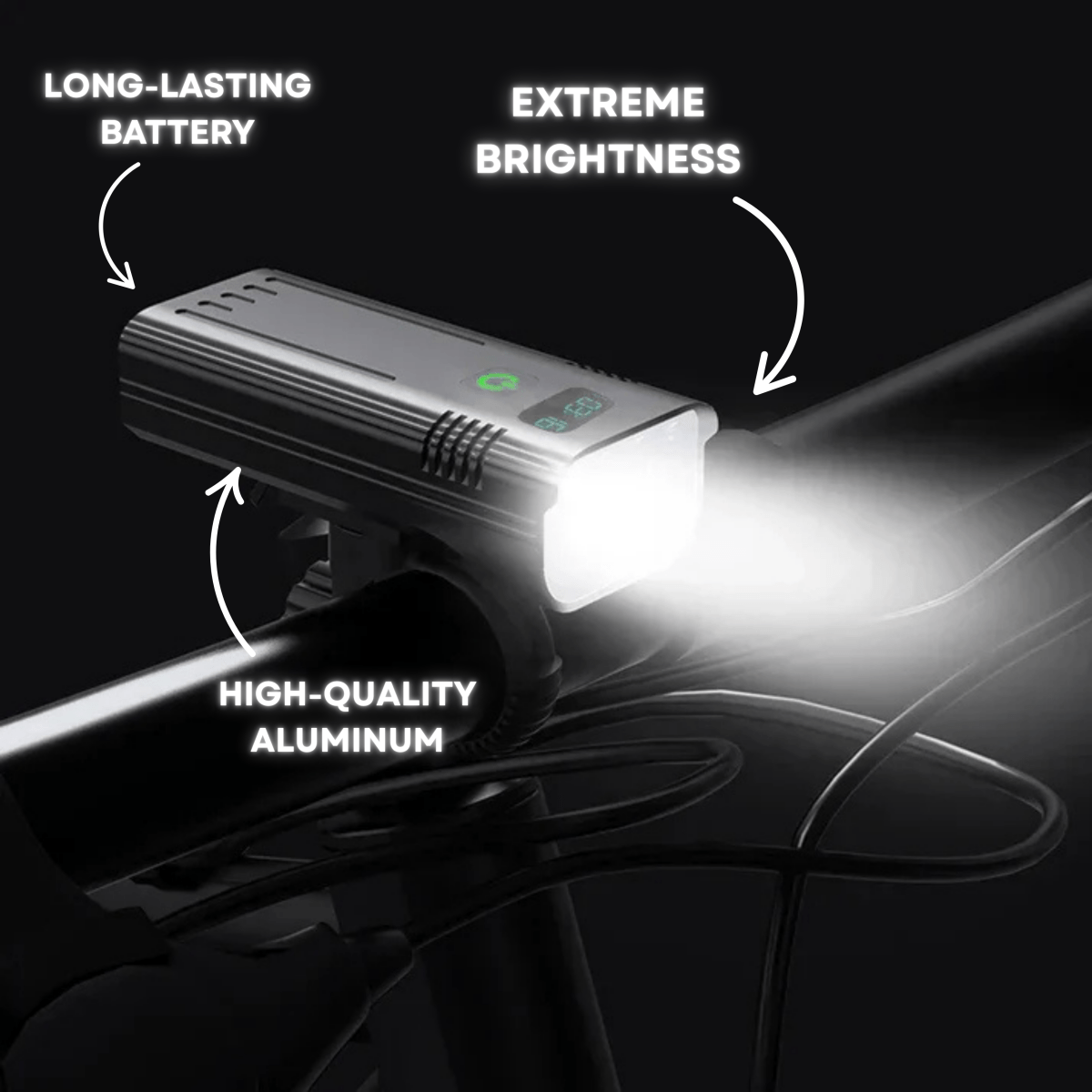 5000 Lumen Bike Headlight with 12 LEDs, 10,000mAh USB-C Rechargeable - detail