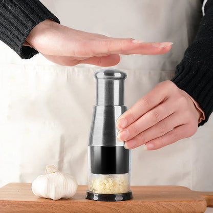 Compact Garlic Chopper for Fine Chopping - in use