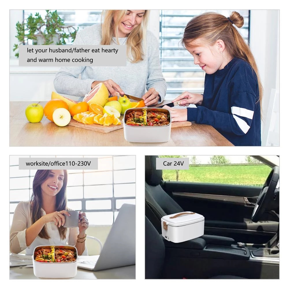 3-in-1 Electric Lunch Box - Portable Heated Food Container for Work, - alternate angle