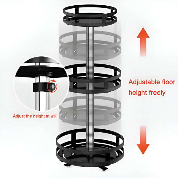 3-Tier Swivel Metal Organizer - 360 degrees Rotating Storage Shelf for - detail