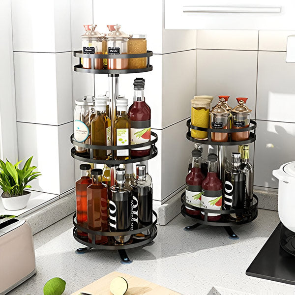 3-Tier Swivel Metal Organizer - 360 degrees Rotating Storage Shelf for - in use