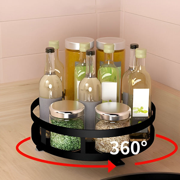 3-Tier Swivel Metal Organizer - 360 degrees Rotating Storage Shelf for - detail