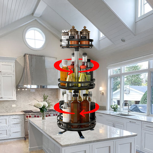 3-Tier Swivel Metal Organizer - 360 degrees Rotating Storage Shelf for - alternate angle