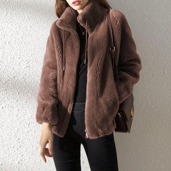 High Collar Fur Down Jacket - alternate angle