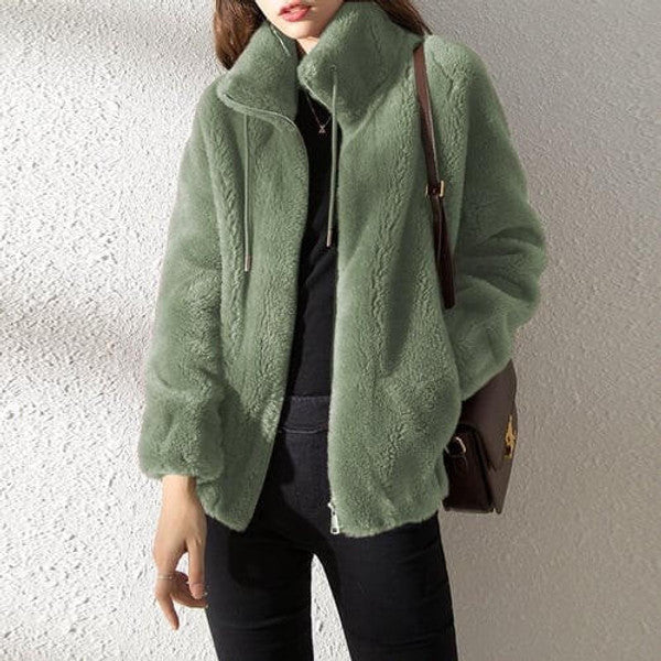 High Collar Fur Down Jacket - detail
