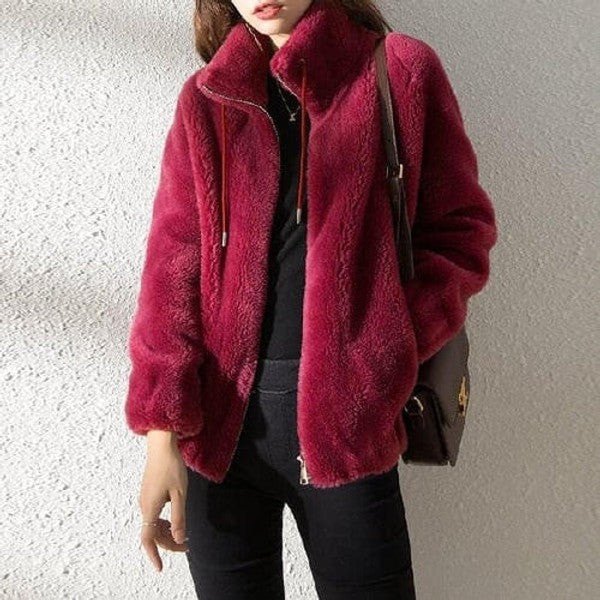 High Collar Fur Down Jacket - in use