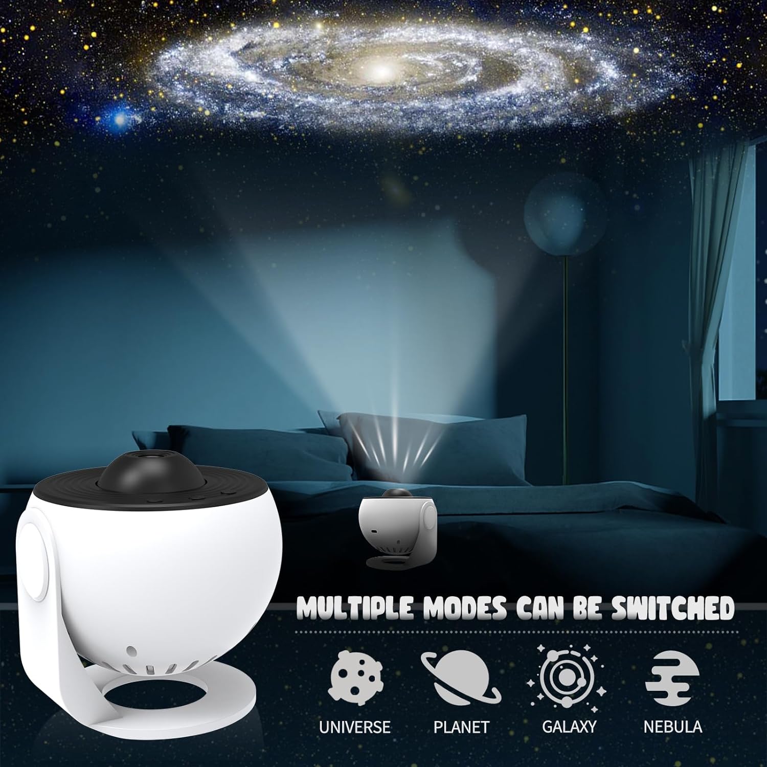 360 degrees Planetarium Star Projector | Multi-Colour Galaxy Light for - alternate angle
