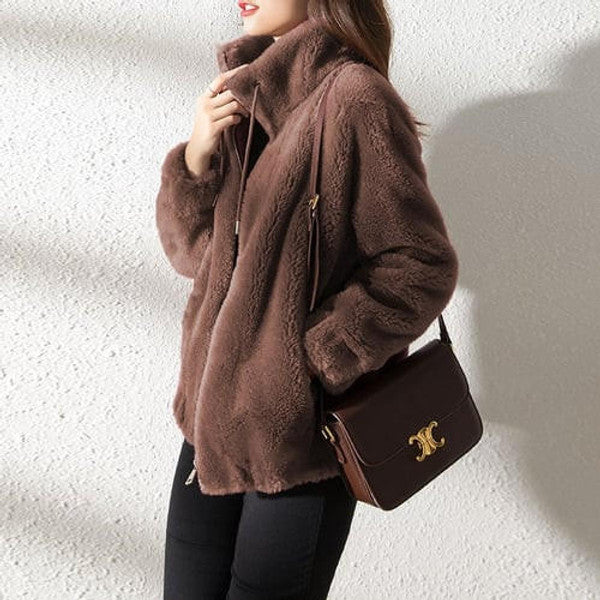 High Collar Fur Down Jacket - detail