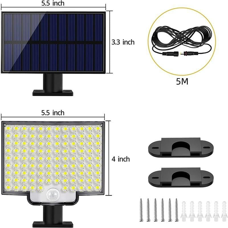 Solar Motion Sensor Outdoor Light - 106 LED, IP65 Waterproof - alternate angle