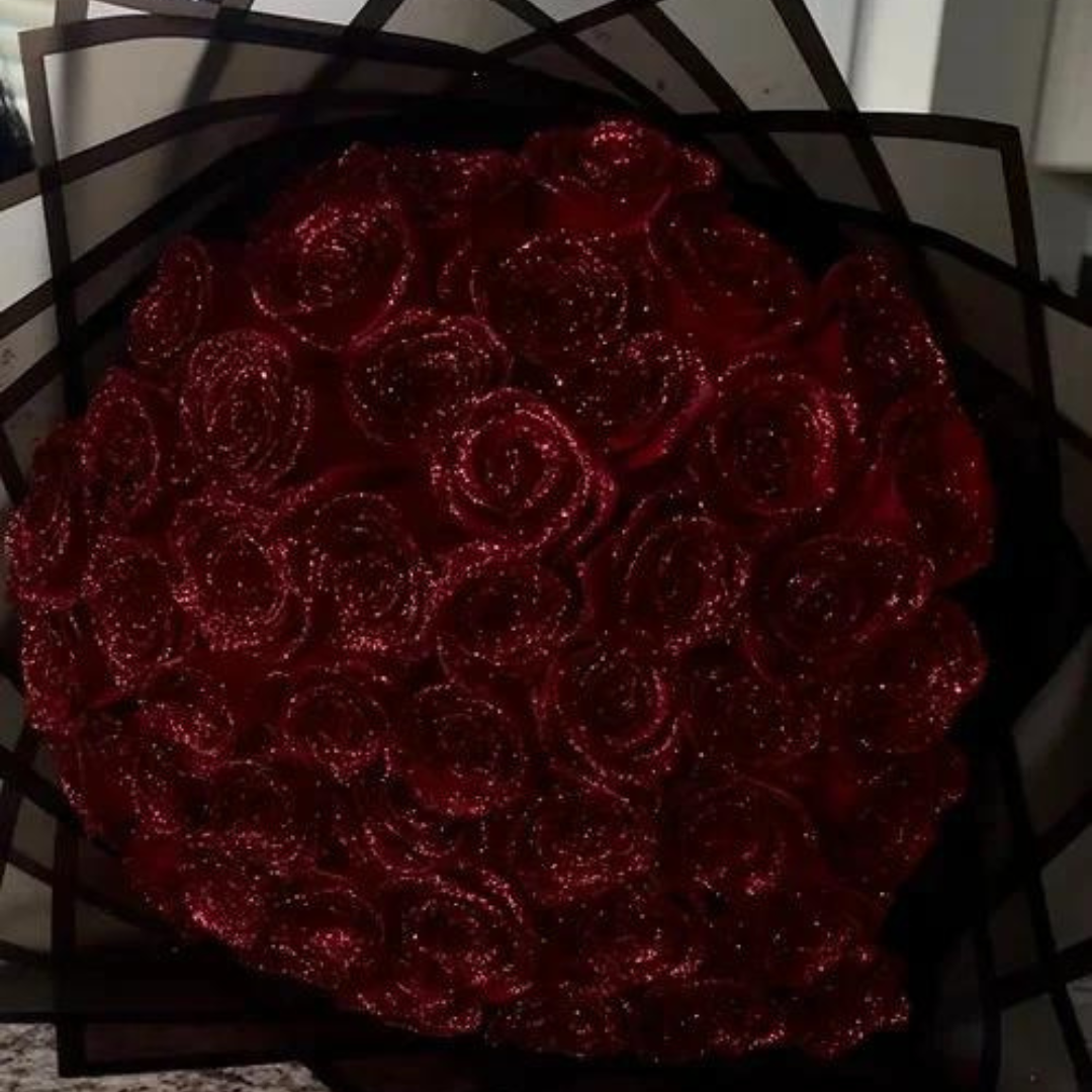 Glitter Rose Gift Decor - detail