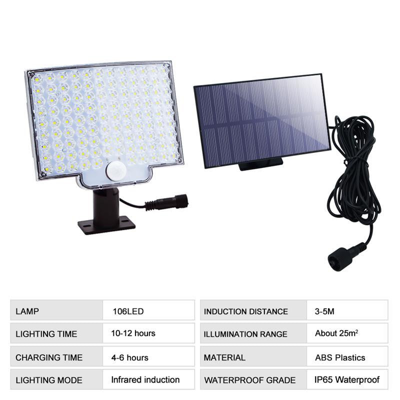 Solar Motion Sensor Outdoor Light - 106 LED, IP65 Waterproof - in use