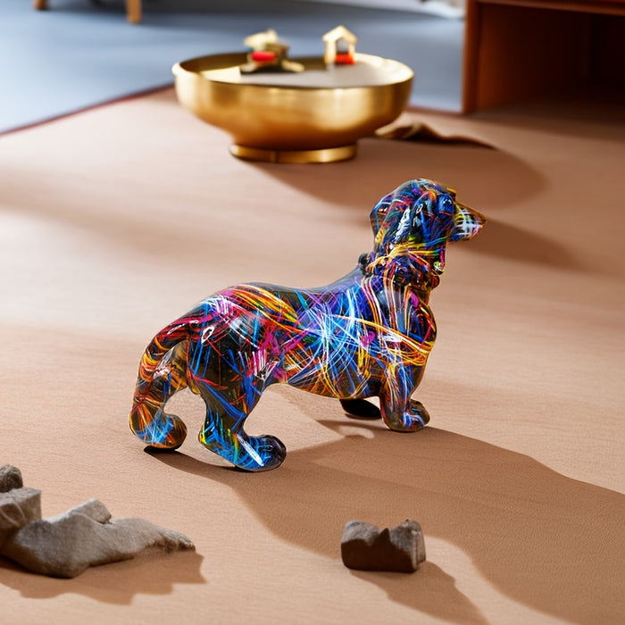 Colorful Dachshund Statue - alternate angle