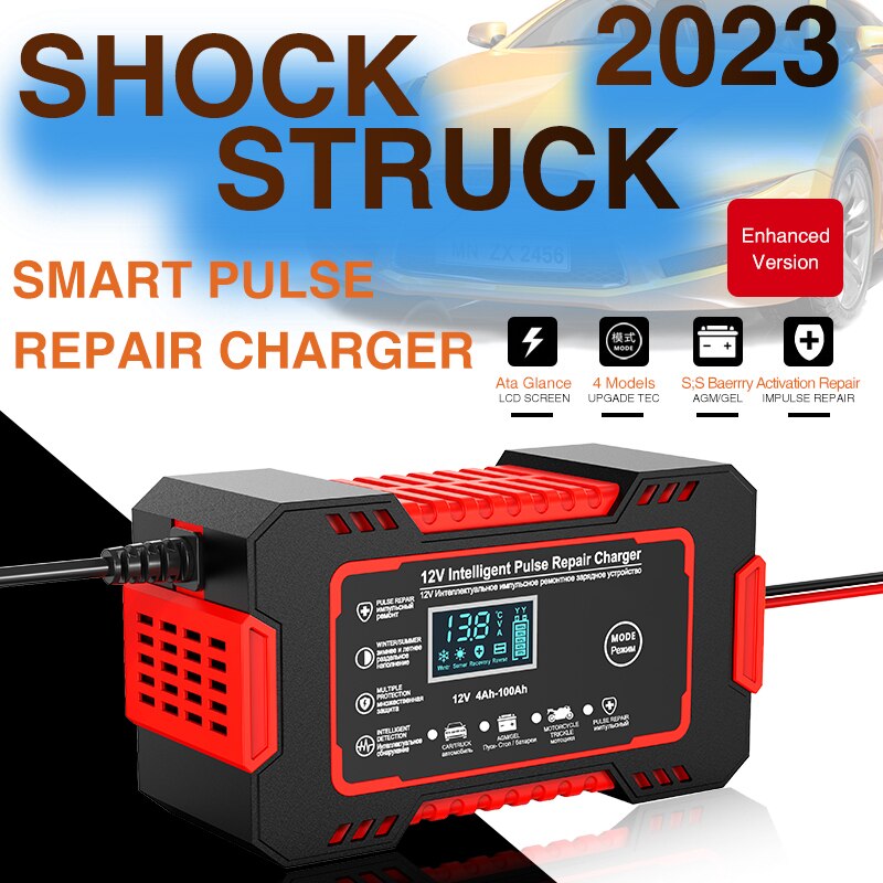 Car Battery Charger 12v 6a Pulse Repair LCD Display - detail