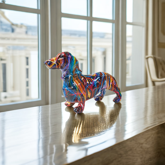 Colorful Dachshund Statue - detail