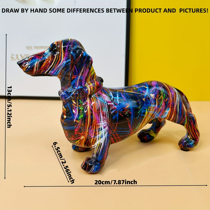Colorful Dachshund Statue - in use