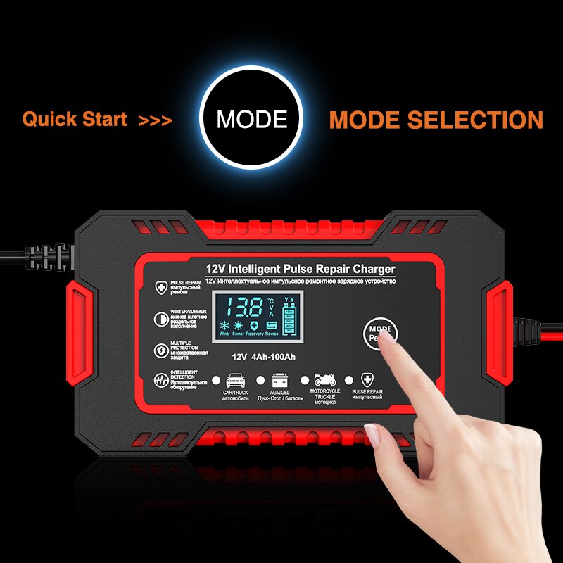 Car Battery Charger 12v 6a Pulse Repair LCD Display - in use