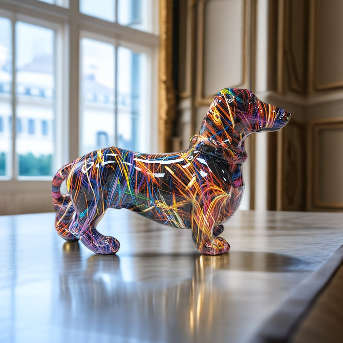 Colorful Dachshund Statue - detail