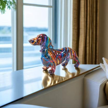 Colorful Dachshund Statue - alternate angle