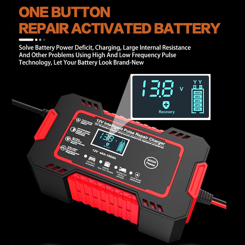 Car Battery Charger 12v 6a Pulse Repair LCD Display - detail
