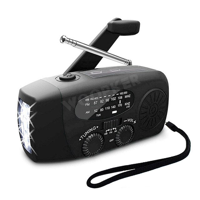 All-in-One Emergency Radio with Solar Power and Power Bank - alternate angle