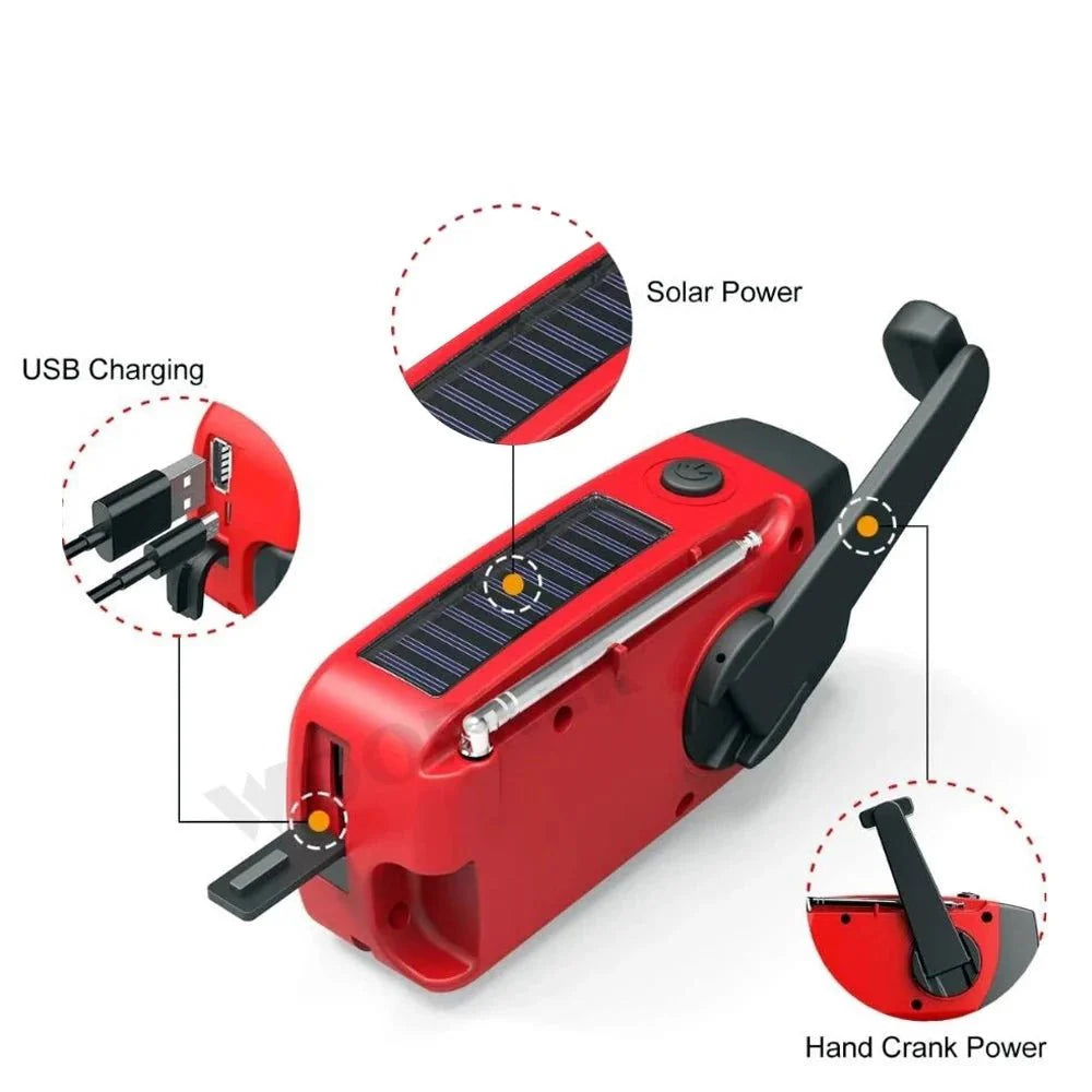 All-in-One Emergency Radio with Solar Power and Power Bank - detail