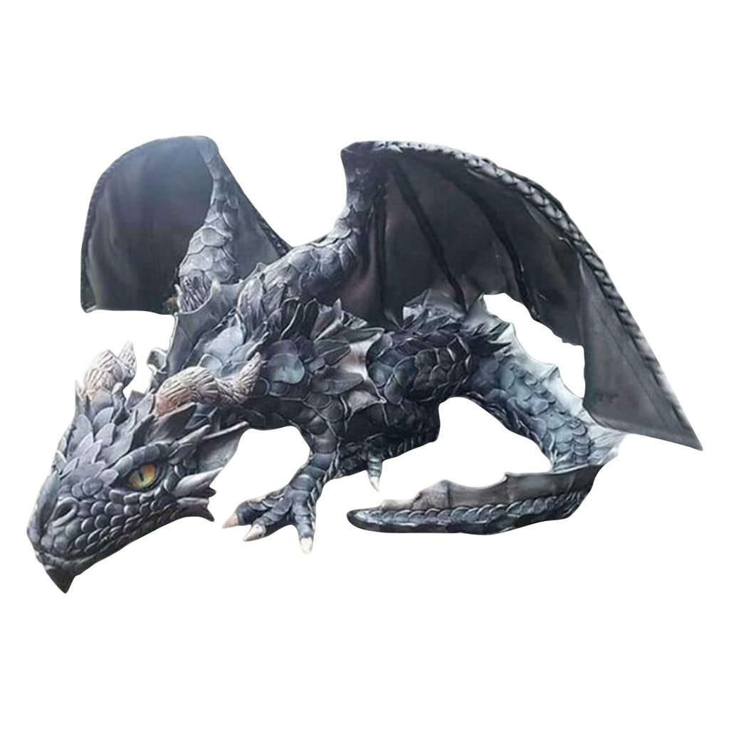 Crouching Dragon Guardian Statue: Gothic Outdoor Decoration - detail