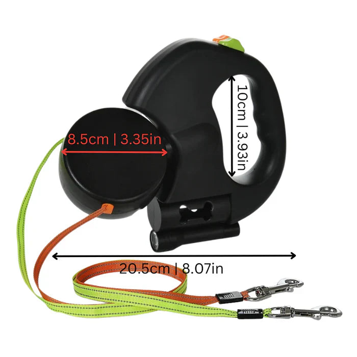 Dual Dog Leash - TangleFree - LED Light & 360 degrees Swivel - alternate angle
