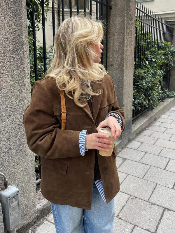 Brown Single-breasted Jacket - alternate angle