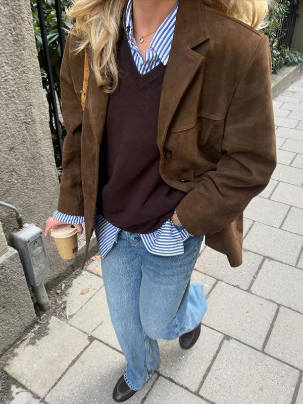 Brown Single-breasted Jacket - detail