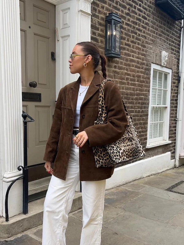 Brown Single-breasted Jacket - alternate angle