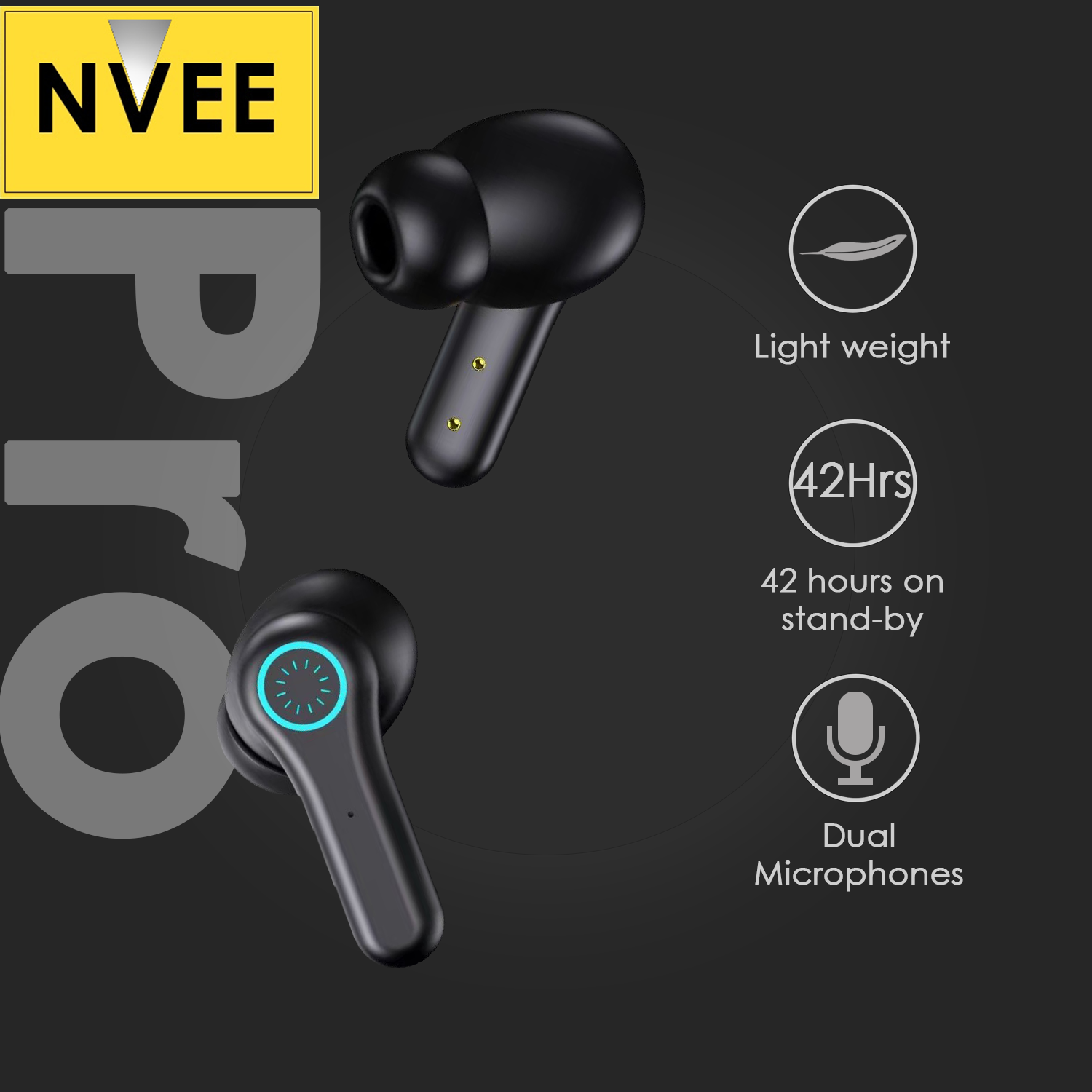 Azpen Nvee Pro Upgraded True Wireless Earbuds, Waterproof, Ergonomic, Wireless, Waterproof - in use