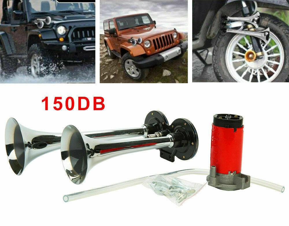 Puchica 150dB Dual Trumpet Air Horn Kit with Compressor - alternate angle