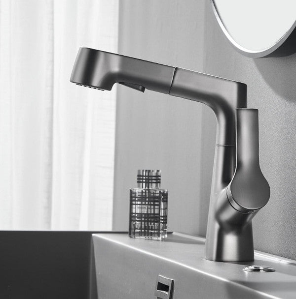 Bathroom Faucet With Rotating Retractable Hand Shower - detail