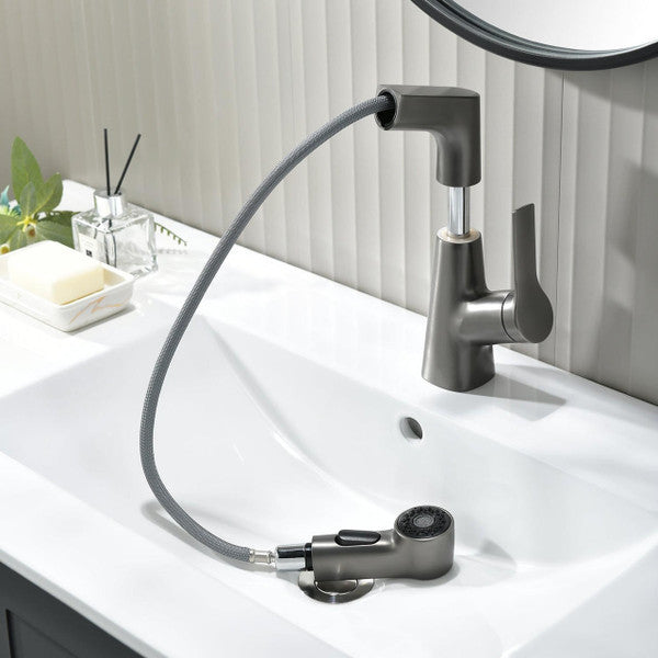 Bathroom Faucet With Rotating Retractable Hand Shower - detail