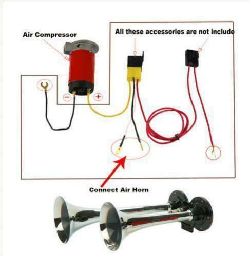 Puchica 150dB Dual Trumpet Air Horn Kit with Compressor - alternate angle