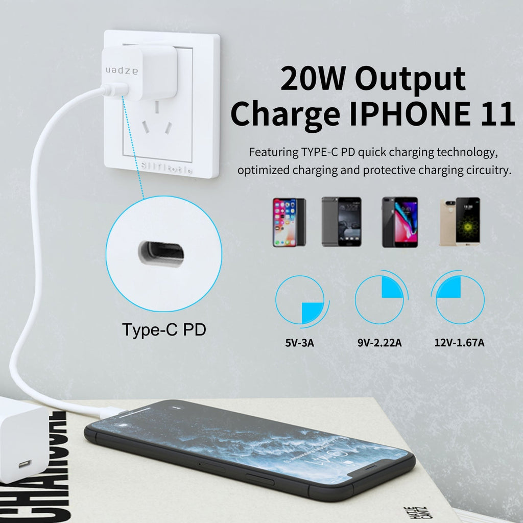 Azpen MagCharger and PD 20Watt Wall Charger Bundle - alternate angle