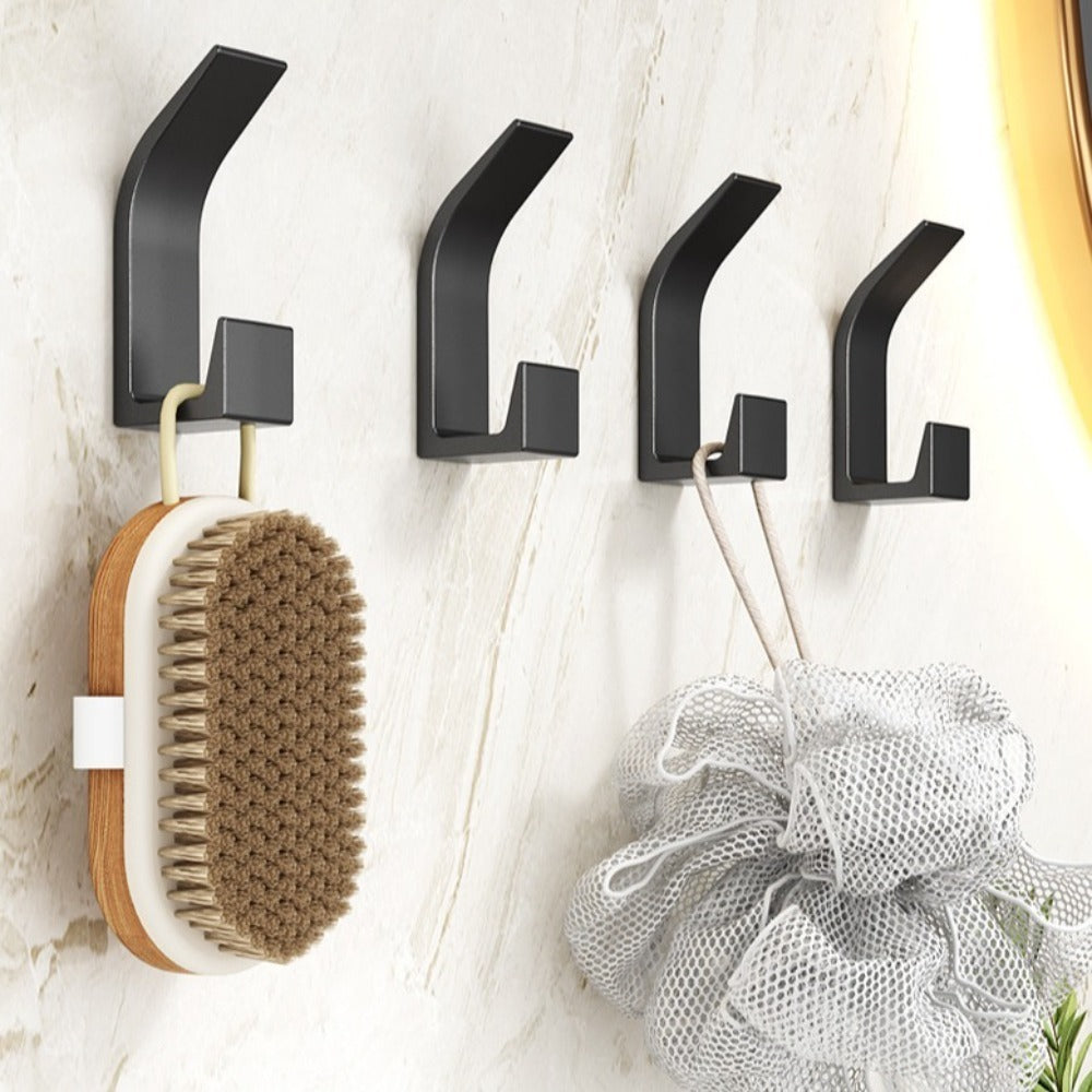 5-Pack Self-Adhesive Wall Hooks for Coats | 12 lb Capacity, No-Drill - in use