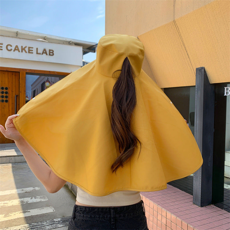 Elegant Wide Brim Sun Protection Shawl Hat for Women - detail