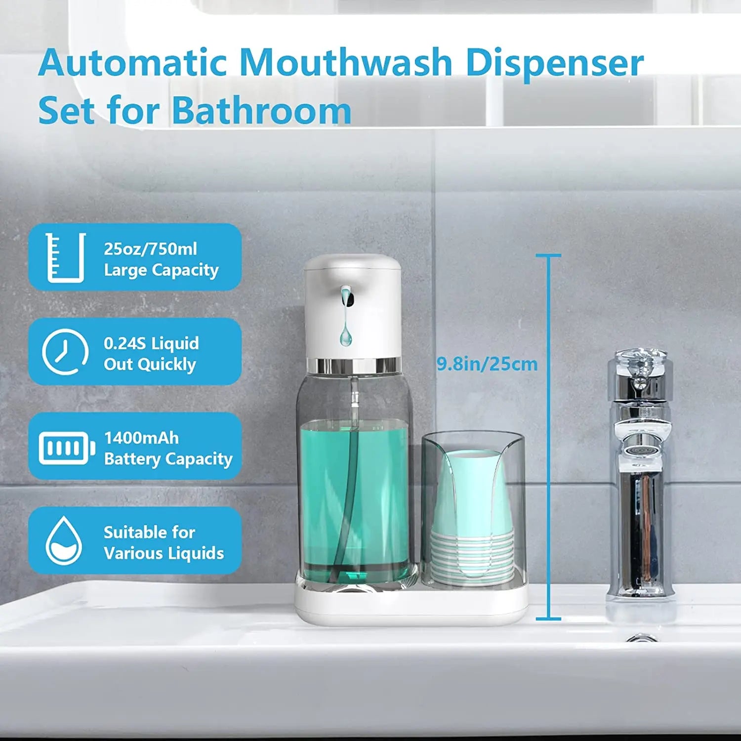 Automatic Mouthwash Dispenser - alternate angle