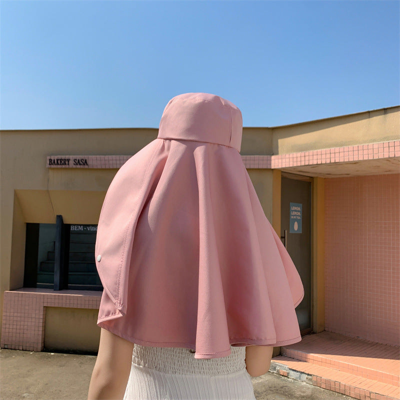 Elegant Wide Brim Sun Protection Shawl Hat for Women - detail