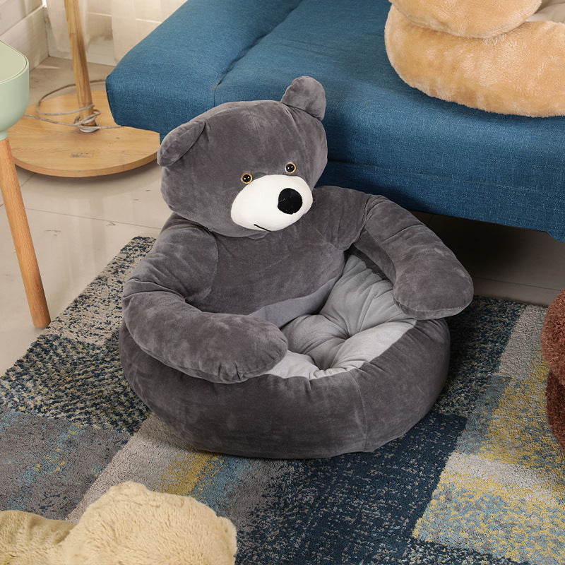 Bear Shaped Winter Plush Pet Dog Bed - alternate angle