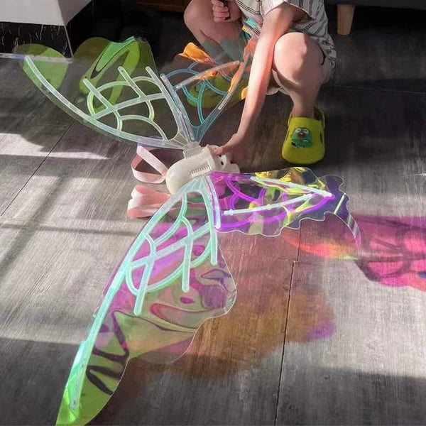 Electric Colorful Kids / Adults LED Fairy Wings Costume - in use