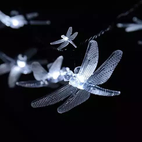 Solar Powered DragonFly LED Light String - alternate angle